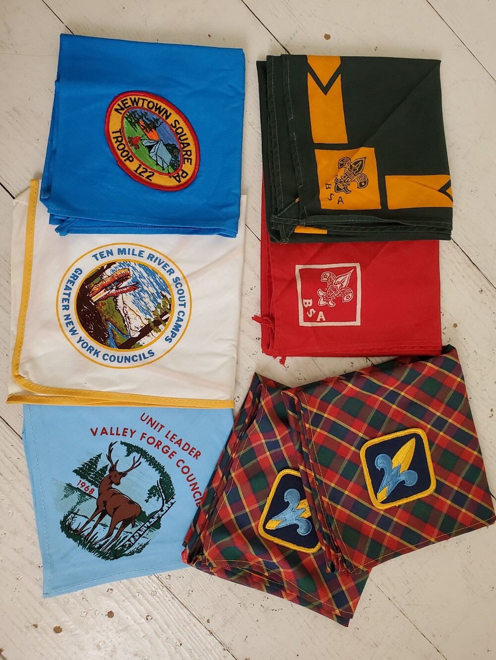 60s Vintage Boy Scouts Neckerchief Bandana Set of 7
